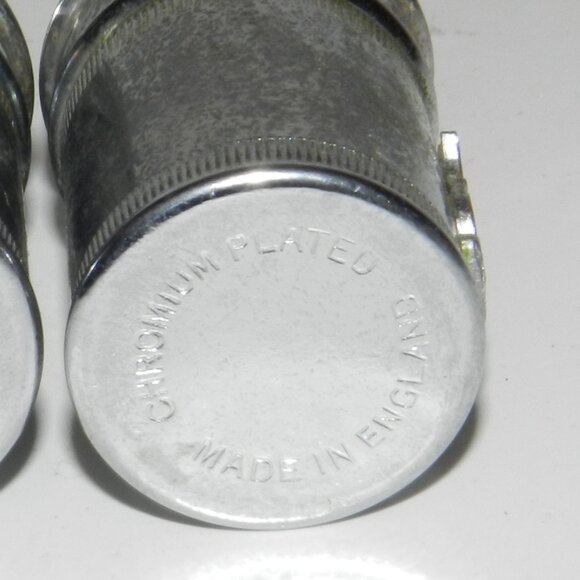 Vintage GIBRALTAR bullet shape Salt & Pepper Shakers Chromium Plate England - Picture 4 of 5
